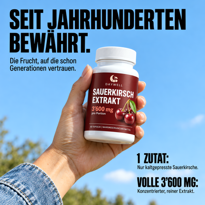 Daywell – seit Jahrhunderten bewährt, 3'600 mg Sauerkirsch-Extrakt