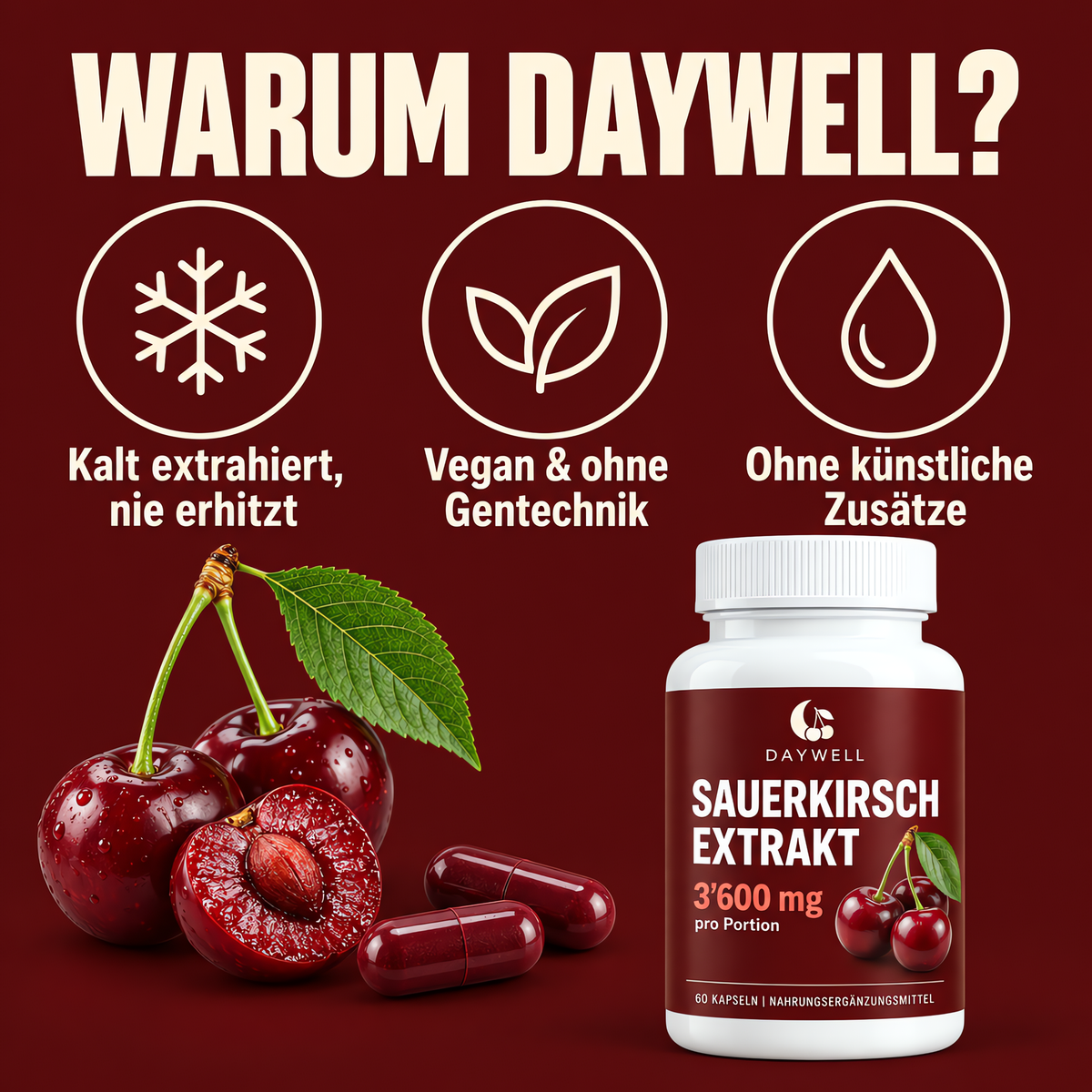 Warum Daywell: kalt extrahiert, vegan, ohne künstliche Zusätze